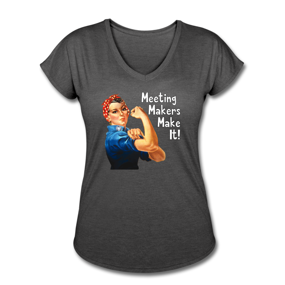 Rosie Meeting Makers Tri-Blend V-Neck T-Shirt - deep heather