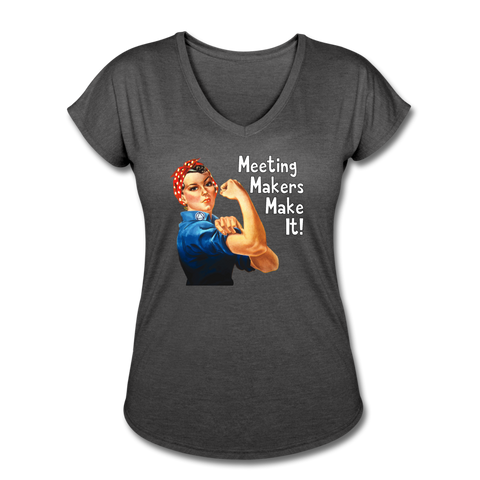 Rosie Meeting Makers Tri-Blend V-Neck T-Shirt - deep heather