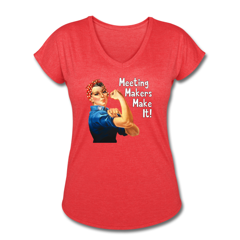 Rosie Meeting Makers Tri-Blend V-Neck T-Shirt - heather red