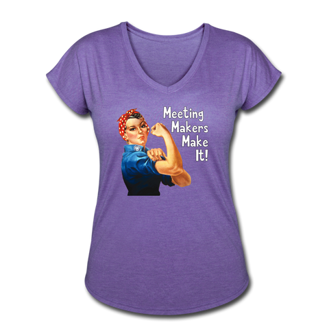 Rosie Meeting Makers Tri-Blend V-Neck T-Shirt - purple heather